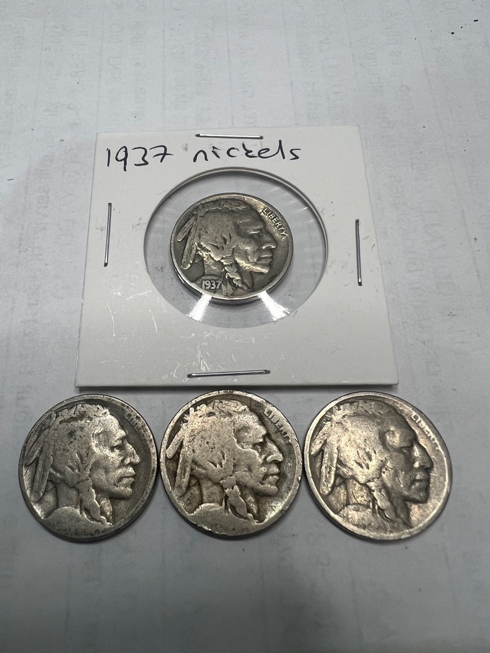 Vintage 1937 Buffalo Nickel No Mint mark with 3 No date